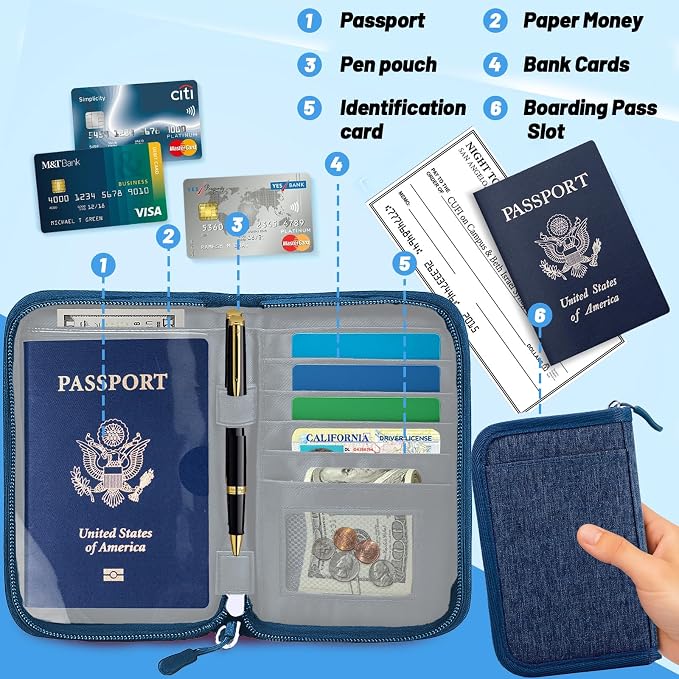 Passport Holder for Travel Essentials, RFID Blocking Protector Passport Wallets - Image 6