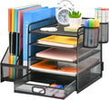 Marbrasse Desk Organizer with File Holder, 5-Tier Paper Letter Tray Organizer by Marbrasse
