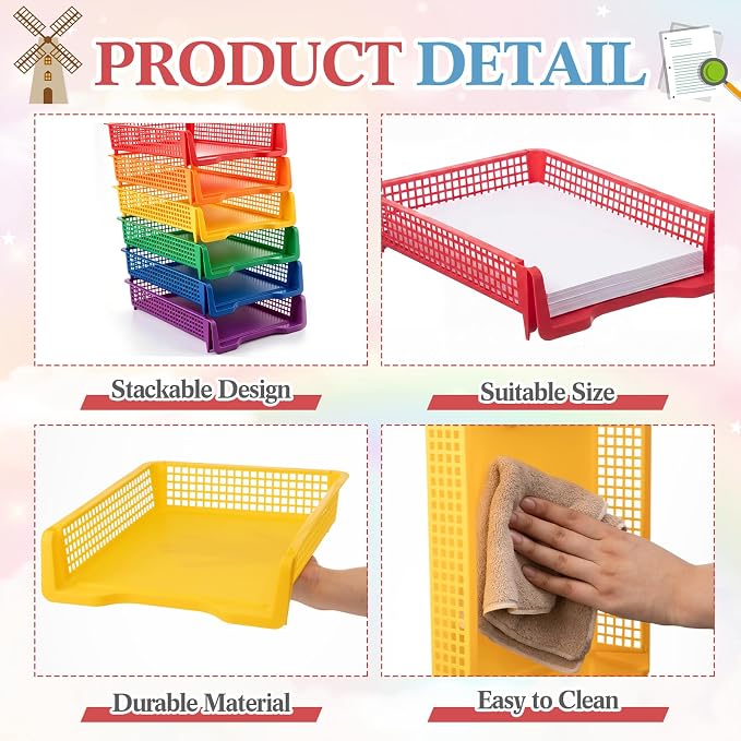 Geetery Set of 12 Turn in Trays Classroom Plastic Trays - Image 3