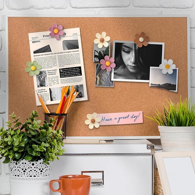50Pcs Flower Push Pins, 5 Colors Cute Cork Board Pins, Decorative Thumb Tacks - Image 5