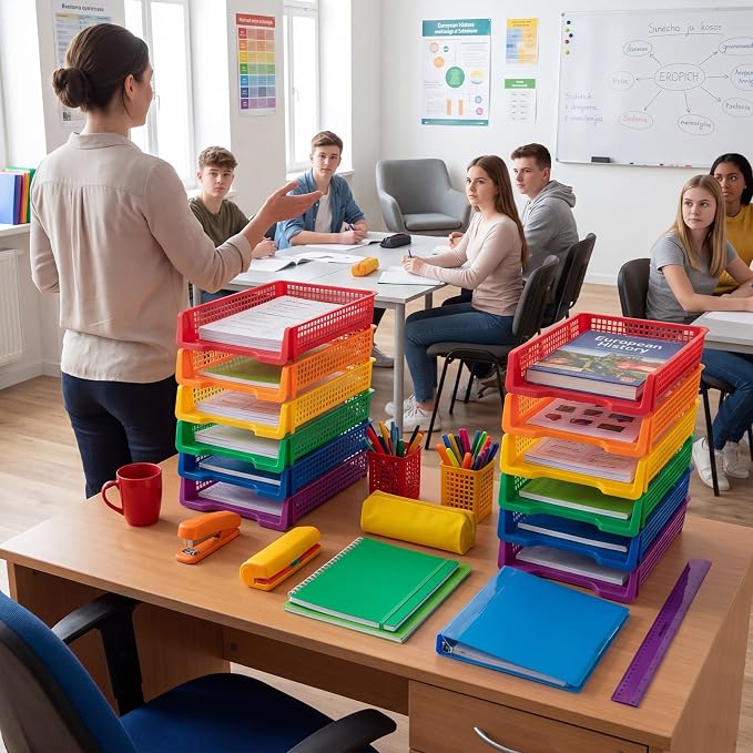 Geetery Set of 12 Turn in Trays Classroom Plastic Trays - Image 6