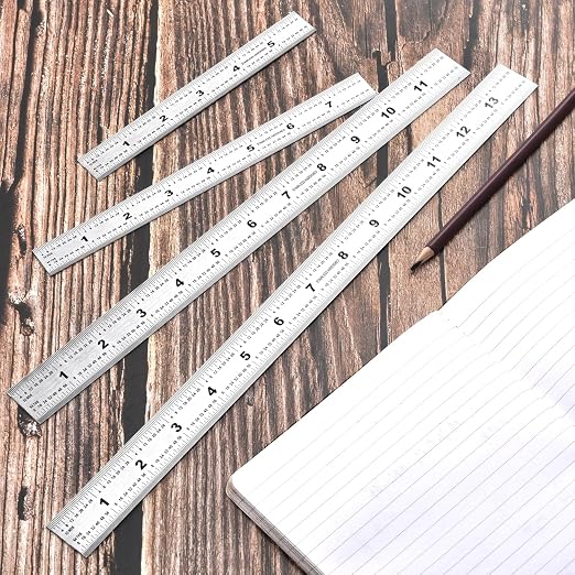 6-Pcs Stainless Steel Ruler Set – 6", mm & 0.5mm Markings – - Image 8