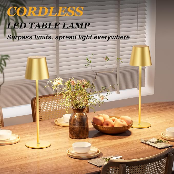 Cordless Table Lamp Rechargeable Gold - Image 4