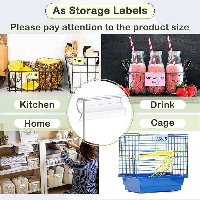 Tatuo 400 Pcs Reusable Plastic Wire Shelf Label Holders, Price Card Sign - Image 6
