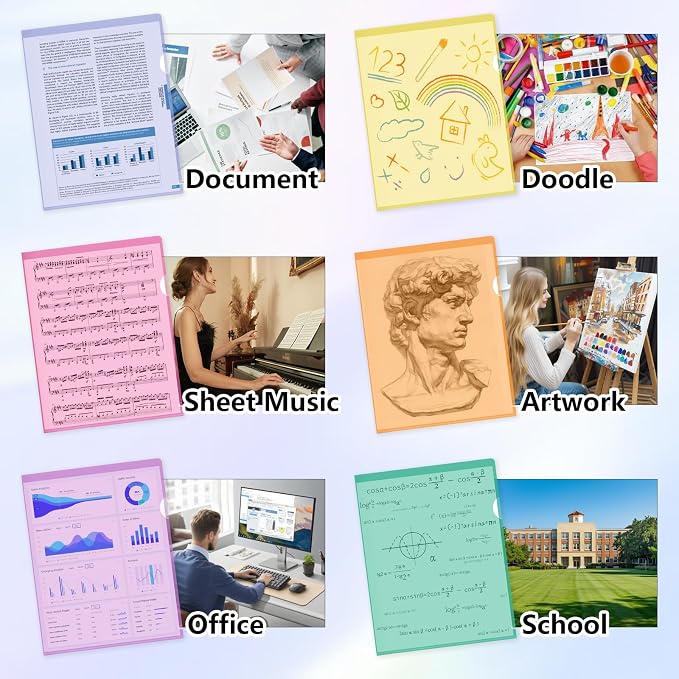 HOUYEE 30 Pack Clear Document Folders, L-Type Plastic File Folder Sleeves - Image 7