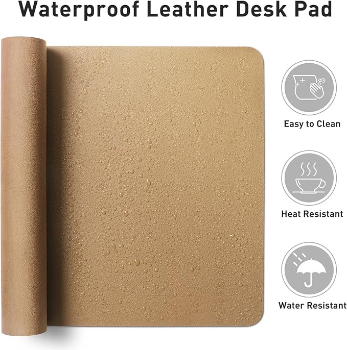 Aothia Faux Leather Desk Mat, Waterproof Desk Pad | One large surface - Image 7