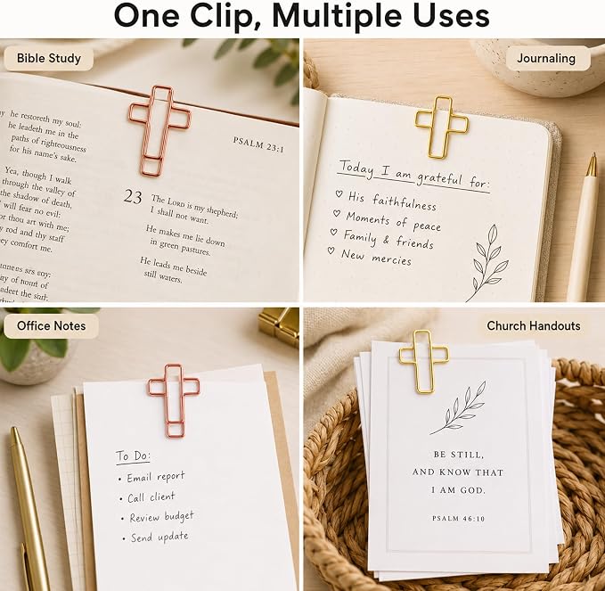 60 Pack Cross Paper Clips, Metal Cross Shaped Bookmarks - Image 8