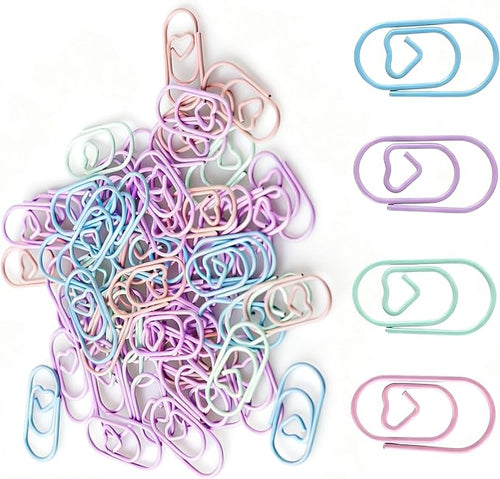 100 Pcs Heart Paper Clips, Colorful Decorative Paperclips by Unknown