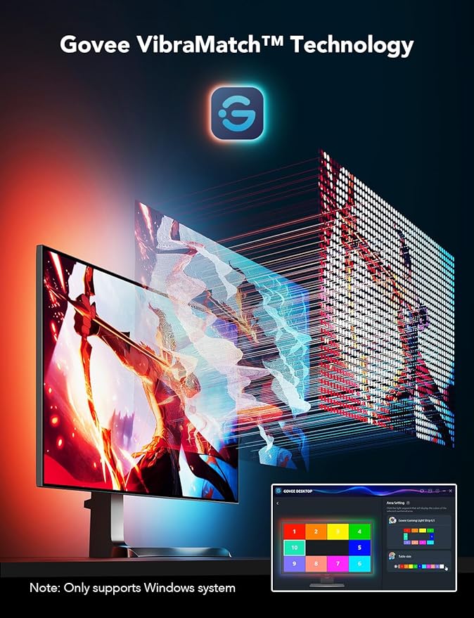 Govee Gaming Light for Monitor G1, RGBIC LED Backlight for 27-34 Inch PC - Image 2