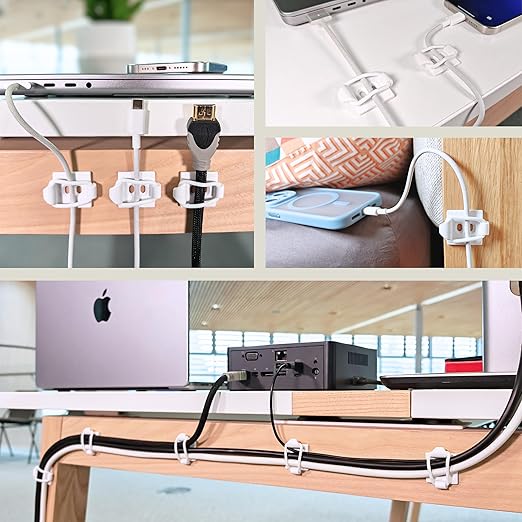 10-Pack Adjustable Elastic Adhesive Cable Clips, Wire Management Holder - Image 3
