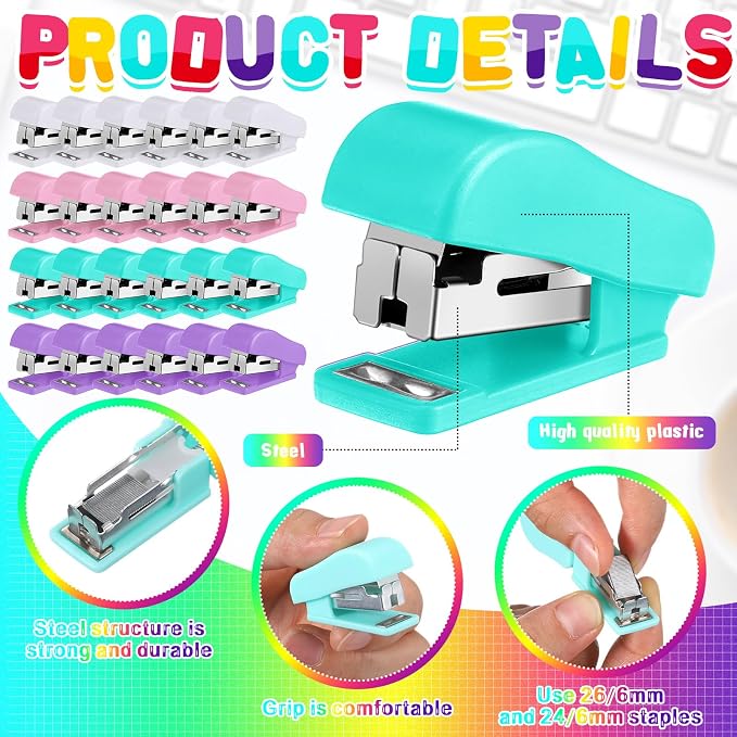 Fainne 45 Pcs Mini Stapler Bulk - Image 3