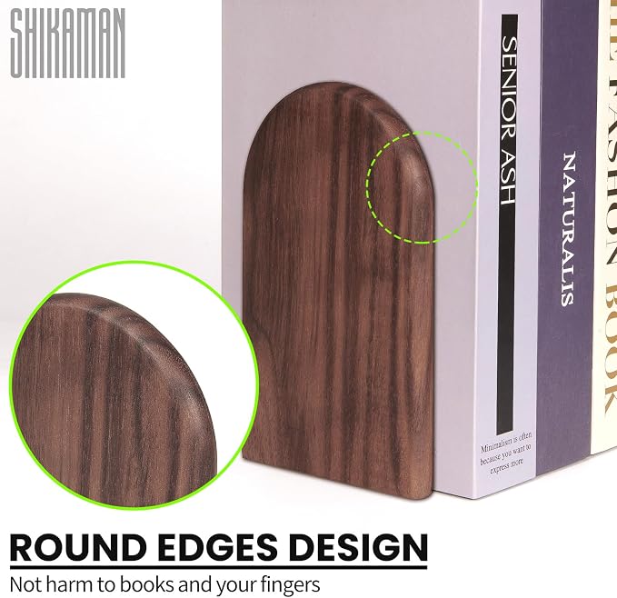Book Ends, 8 Pack Large Bookends Wood Book Ends Universal Economy Bookend - Image 2