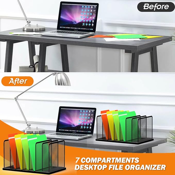 Kuntine.B Desk File Organizer Upright Mesh Desktop Organizer File Sorter Office - Image 4