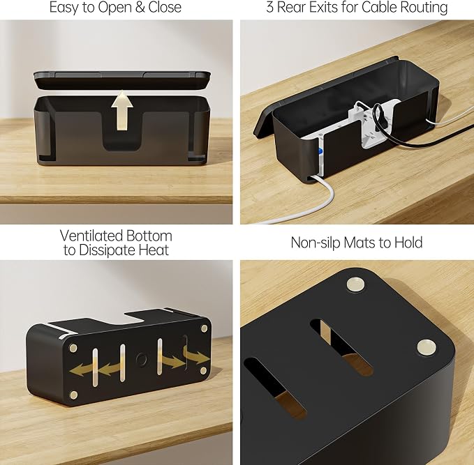 YECAYE 2 Pack Cable Management Box, Pet Friendly Cable Box Organizer - Image 6