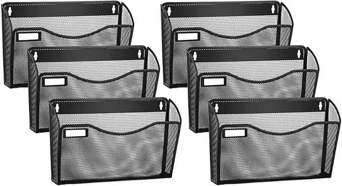 samstar 6 Pack Mesh Wall Mounted File Holder Metal Wall File Pocket Mail by Samstar