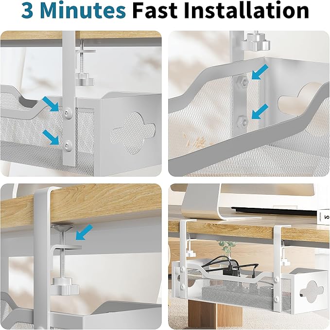 Under Desk Cable Management Tray White, Litwaro Cable Management Under Desk No - Image 5