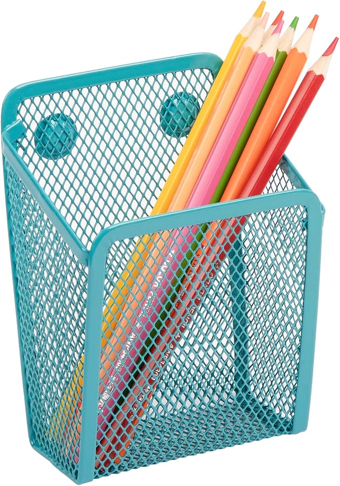 Magnetic Pencil Holder, Mesh Stainless Steel Pen Basket, Metal Writing Utensil by Sanpaint