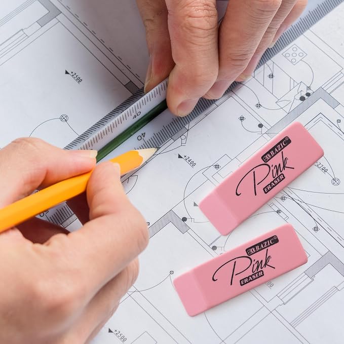 BAZIC Products Pink Bevel Block Erasers, Latex-Free - Image 5