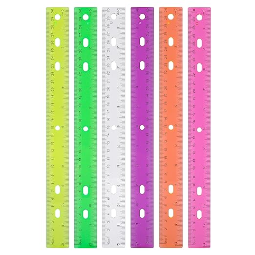 Rulers with Holes for Three-Ring Binders for School Supplies, Flexible Ruler 12 by Unknown