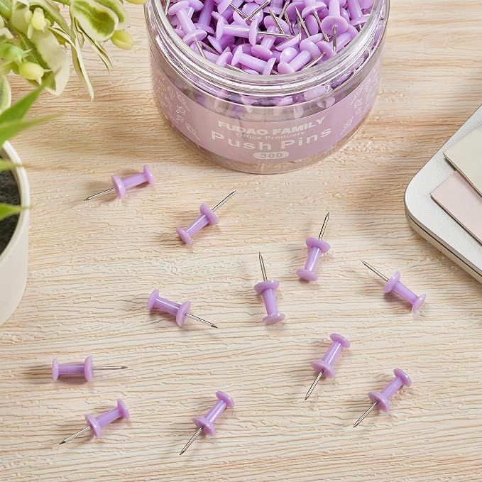 FUDAO FAMILY 300pcs Push Pins for Bulletin Board, Thumb Tacks for Wall Corkboard - Image 4