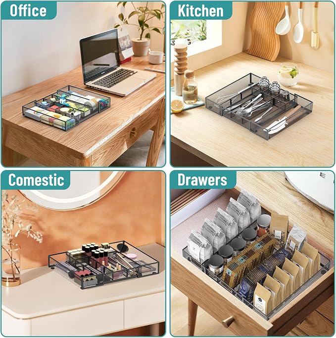 2 Pack Expandable Desk Drawer Organizer Tray - Image 7