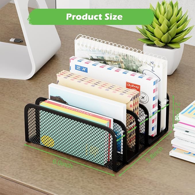 Mail Organizer Countertop, Metal File Holder - Image 2