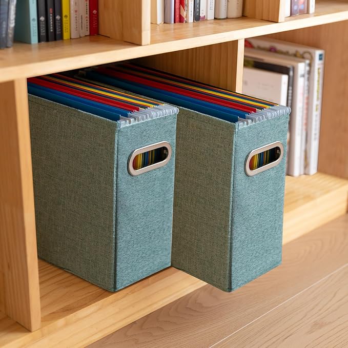4 Pack Letter Size File Storage Box Collapsible, Fabric Hanging File Folders - Image 7