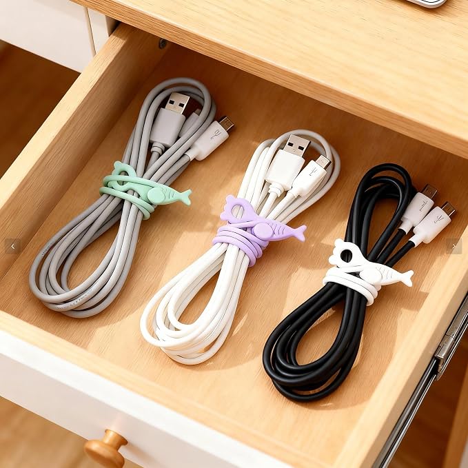 28 Pcs Silicone Cable Ties Reusable, Cable Cord Organizer Straps - Image 2