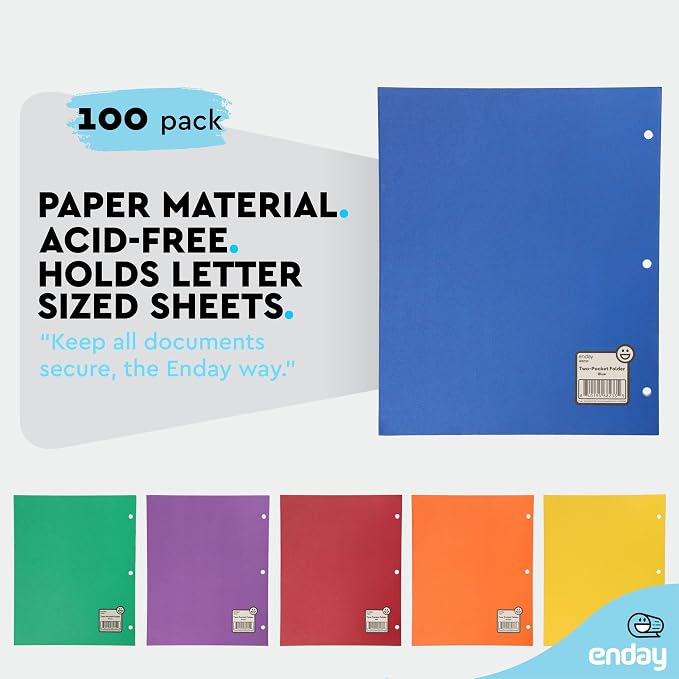Blue Folders with Pockets 2 Pocket Folder Bulk, Two Pockets File - Image 4