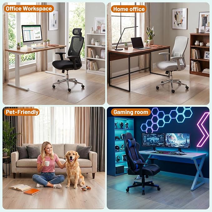Office Chair Mat for Hardwood Floors 48" x 60", Heavy Duty Plastic Chair Mat - Image 7