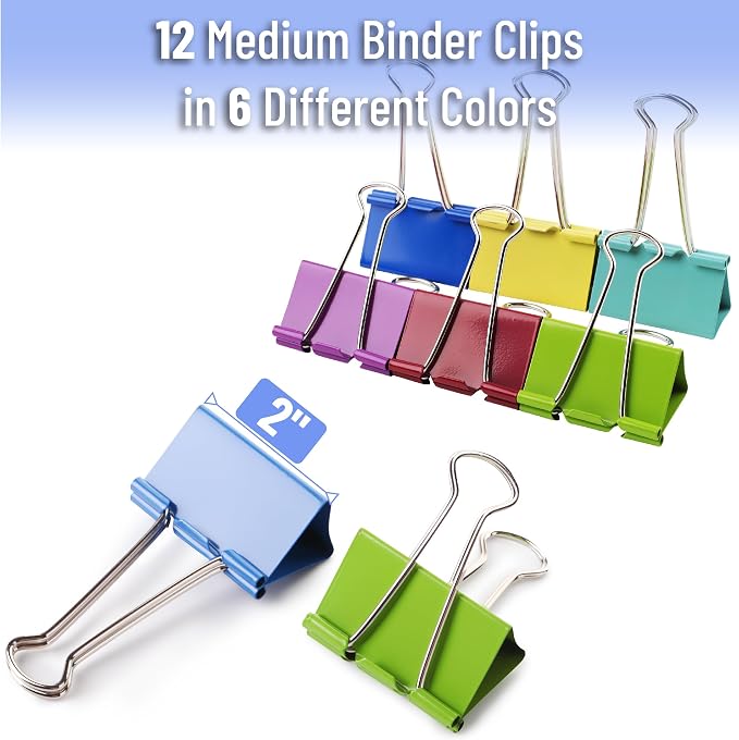 Mr. Pen- Metal Binder Clips, 2 Inches, Extra Large Size | Colored Binder Paper - Image 2