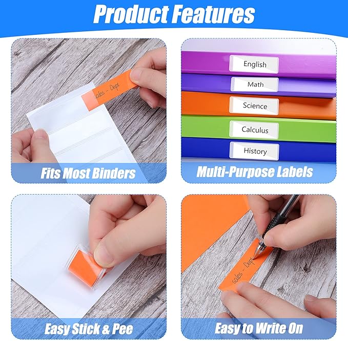 Chinco 120 Pcs Label Holders Clear Self Adhesive Pockets 1x3 Inch Binder Labels - Image 6