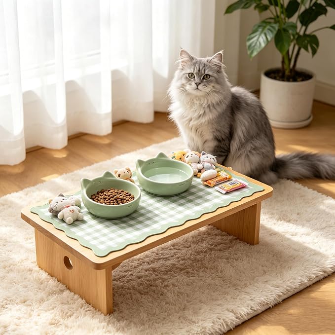 yuboo 31"×15.7" Scalloped Sage Green Gingham Washable Pastel Desk Mat Vintage - Image 8