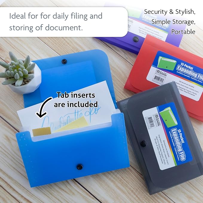 BAZIC Products 13-Pocket Poly Expanding File, Coupon/Check Size, 6-Set | - Image 3