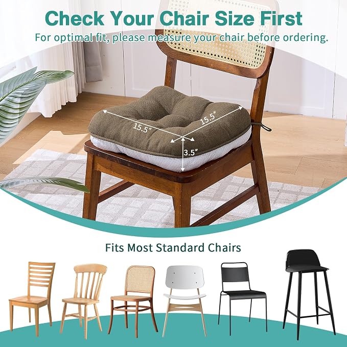 BETU Chair Cushions for Dining Chairs Set of 6, 3.5" Thick Kitchen Table Chair - Image 4