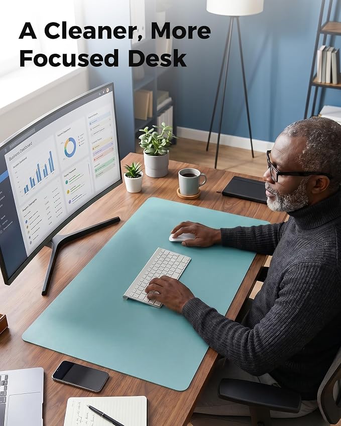 Aothia Double-Sided Desk Pad – 25.6"x13.7" Large Mouse Pad, Leather Desk Mat - Image 7