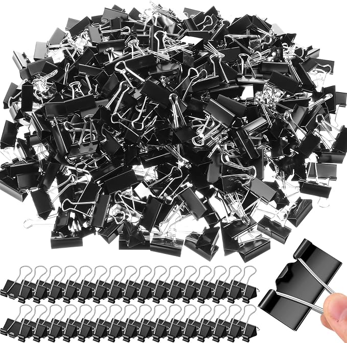 Jetec 500 Pieces Binder Clips 1.6 Inch Medium Paper Clamps Metal Paper Clips by Jetec