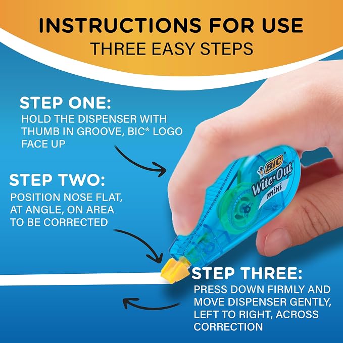 BIC Wite-Out Mini Correction Tape, No Dry Time, Long Lasting - Image 8