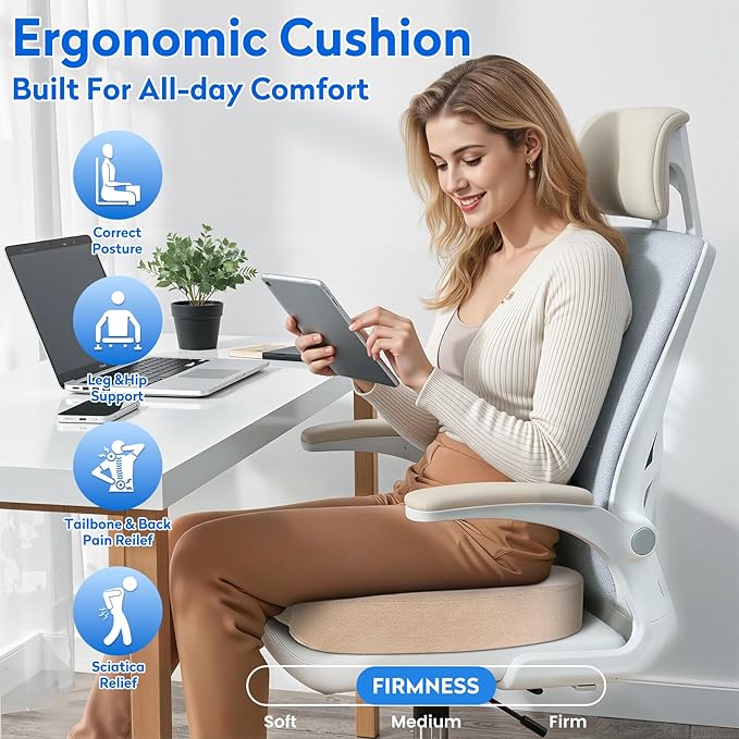 CushZone Seat Cushion, Office Chair Cushions, Car Seat Cushion, Non-Slip - Image 6