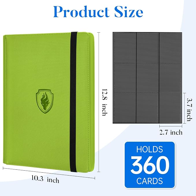 Premium 9 Pocket Card Binder for 360 Cards, Fabmaker PU Cover Trading Card - Image 6