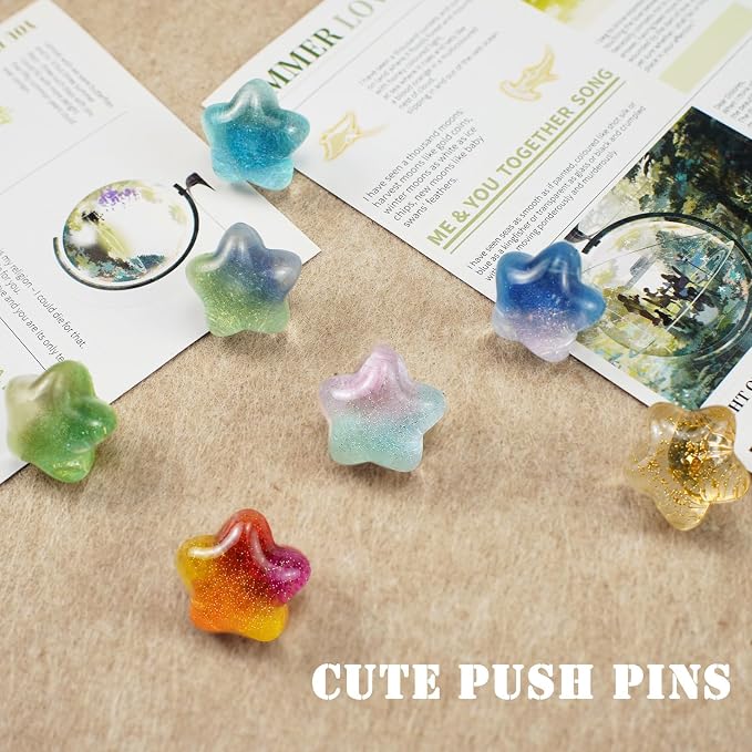 36 Colored Cute Star Push Pins, Decorative Push Pins Thumbtacks - Image 4