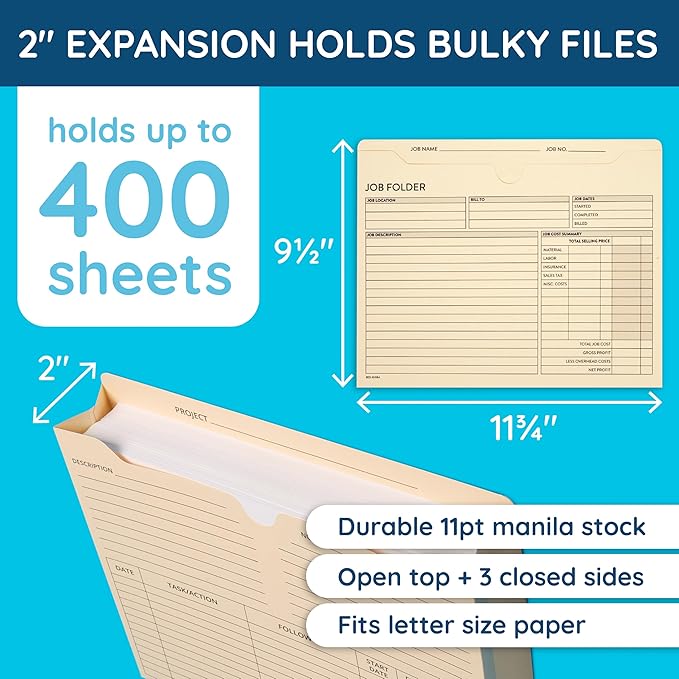 Blue Summit Supplies 50 Project File Folders, Reinforced Straight Cut Tab - Image 3