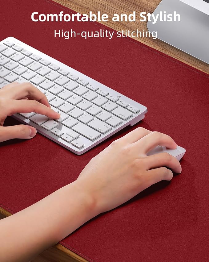 Leather Desk Protector, Non-Slip PU Laptop Blotter, Waterproof Writing Pad - Image 3