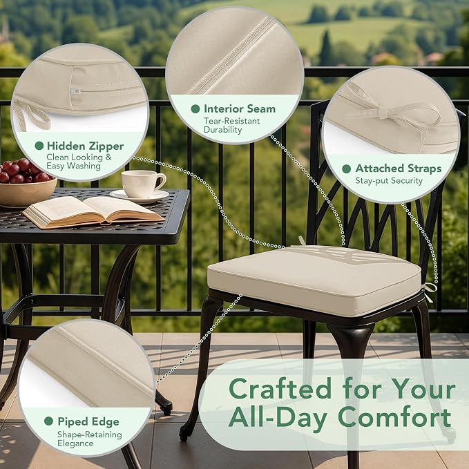 Outdoor Chair Cushions Set of 2: Waterproof & Fade Resistant Patio Furniture - Image 4
