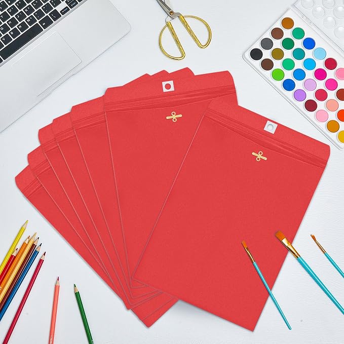 Geyee 100 Pcs Clasp Manilla Envelopes 9 x 12 Inch Gummed Colored Envelopes - Image 4