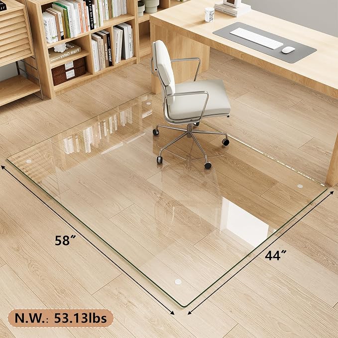Tempered Glass Chair Mat for Carpet & Hard Floor, Non-Slip Pads, Rounded - Image 4