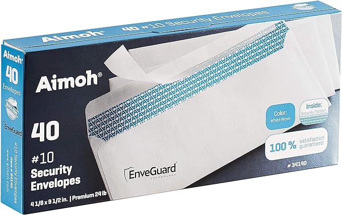 40#10 Security Tinted Self-Seal Envelopes by Aimoh