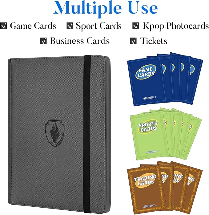 Premium 9 Pocket Card Binder for 360 Cards, Fabmaker PU Cover Trading Card - Image 3