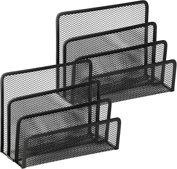 2 Pieces Desk Mail Organizer, Metal Mesh Small File Holders Letter Organizer - Image 2
