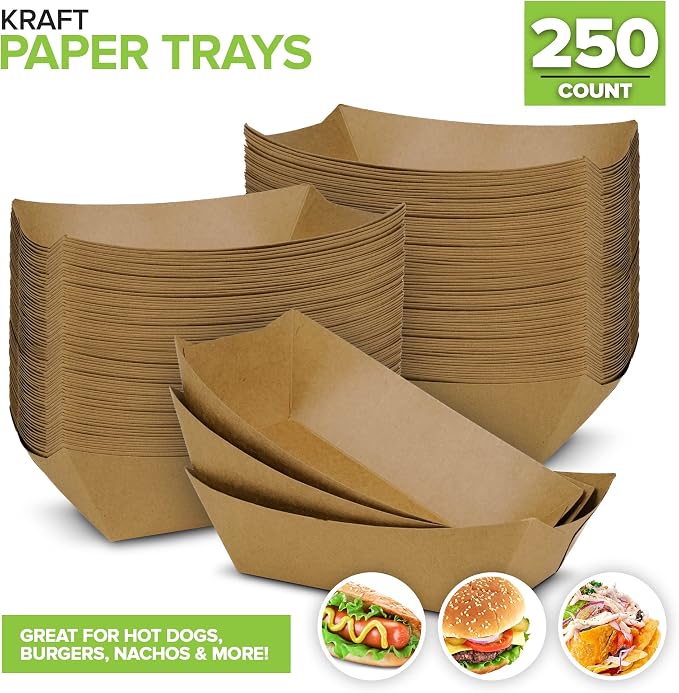 Stock Your Home Extra Large Disposable Brown Kraft Paper Food Trays, 3-Lb - Image 2